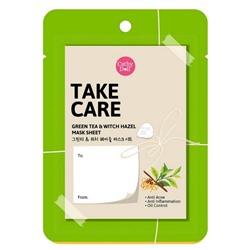 Тканевая маска с маслом чайного дерева и зелены чаем Take Care Mask Sheet (Witch Hazel and Green Tea)