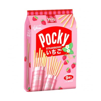 GLICO POCKY Палочки в клубнично-шоколадной глазури 9 упаковок 119 гр