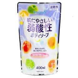 Слабокислотное жидкое мыло "Animo Fruity Floral" для тела (с фруктово-цветочным ароматом) 400 мл, мягкая упаковка / 20