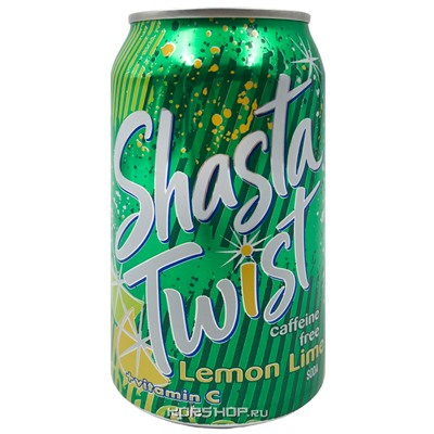 Газированный напиток с лимонно-лаймовым вкусом с витамином С без кофеина Shasta Twist, США, 355 мл