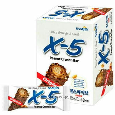 Хрустящие шоколадные батончики с арахисом X-5 Samjin, Корея, 648 г