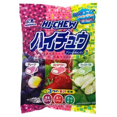 Жевательные конфеты Ассорти (3 фруктовых вкуса) Hi-Chew Morinaga, Япония, 94 г
