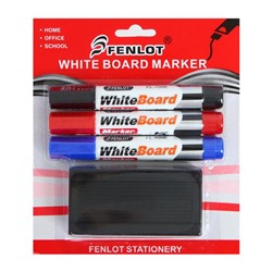 Набор маркеров для доски, 3 цвета, 3 мм, с губкой, блистер