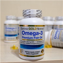В НАЛИЧИИ! California Gold Nutrition, омега-3, рыбий жир премиального качества, 100 капсул из рыбьего желатина