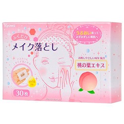 Салфетки влажные для снятия макияжа с экстрактом персиковых листьев Kyowa, Япония, 30 шт