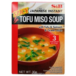 Суп тофу мисо быстрого приготовления острый S and B, Япония, 30 г Акция