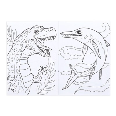 Раскраска с карандашами «Динозавры», 16 стр.
