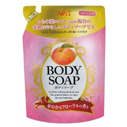 Крем-мыло для тела "Wins Body Soap peach" с экстрактом листьев персика и богатым ароматом (мягкая упаковка) 400 мл / 20