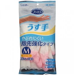 Перчатки ST Family для хозработ с антибактериальным эффектом каучук розовые размер М (дл.30 дл пальцев 7,4см)