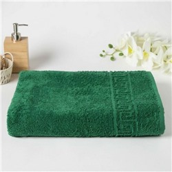 Махровое полотенце "Греческий бордюр"-темно-зеленый 50*90 см. хлопок 100%