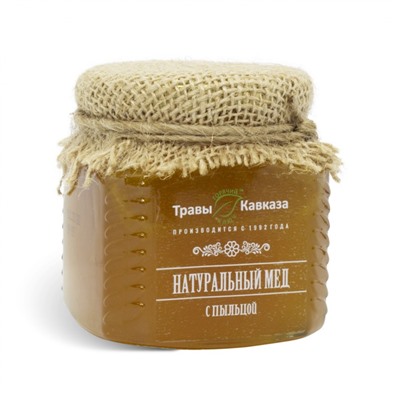 Мед натуральный с пыльцой цветочной (обножкой), 350 г