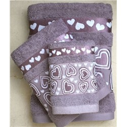 Махровое полотенце "Сердечки"-пастельно-фиолетовый 50*90 см. хлопок 100%