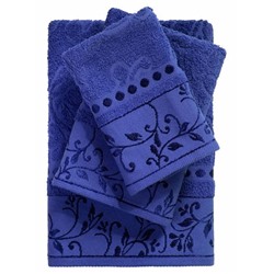 Набор махровых полотенец жаккард "Подарочный"-синий 3 шт (40*70 см, 50*90 см,70*130 см) в индив. упак. хлопок 100%