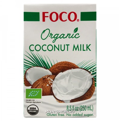 Органическое кокосовое молоко Foco (10-12% жирности), Вьетнам, 250 мл Акция