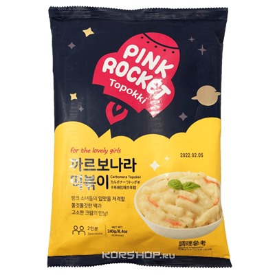 Рисовые клецки в соусе карбонара Pink Rocket, Корея, 240 г Акция