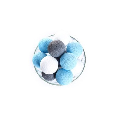 Тайская гирлянда с голубыми, белыми и серыми шариками(Большие - специально сделаны для нашего сайта) 20 шариков/ Lightening balls blue-white-gray
