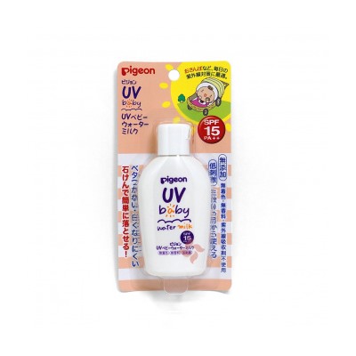 PIGEON Солнцезащитная молочная эмульсия UV BABY Water Milk SPF15 для лица и тела, детская, возраст 0+, флакон 60 г