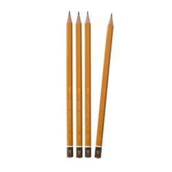 Набор профессиональных чернографитных карандашей 4 штуки Koh-I-Noor 1500 H2, заточенные (749480)