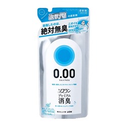 Кондиционер для белья "SOFLAN" (блокирующий восприятие посторонних запахов "Premium Deodorizer Ultra Zero-0.00" - аромат чистоты с нотой кристального мыла) 400 мл, мягкая упаковка