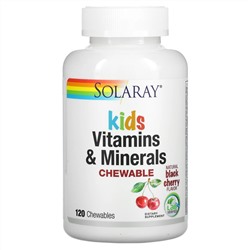 Solaray, детские жевательные витамины и минералы, натуральный вкус черной вишни, 120 жевательных таблеток