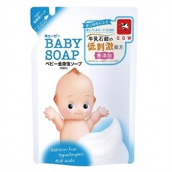 Детская пенка "2 в 1" для мытья волос и тела с первых дней жизни ("Без слёз") "QP Baby Soap" 350 мл (мягкая упаковка) / 16
