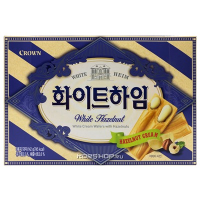 Вафли со сливочным кремом и фундуком White Heim Crown, Корея, 142 г