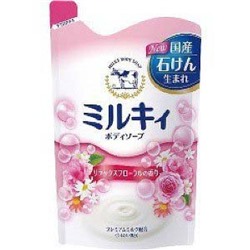Молочное увлажняющее жидкое мыло для тела с цветочным ароматом «Milky Body Soap» 400 мл  (мягкая упаковка) / 16