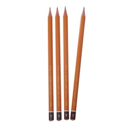 Набор профессиональных чернографитных карандашей 4 штуки Koh-I-Noor 1500 H4, заточенные (2334229)