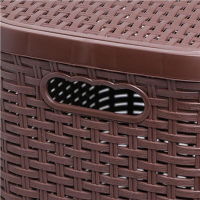 Корзина для белья с крышкой «Ротанг», 40 л, 37×29×48 см, цвет коричневый