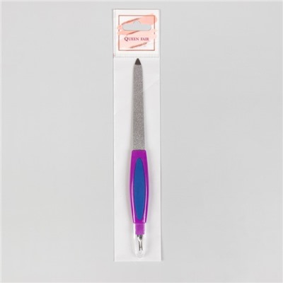 Пилка-триммер металлическая для ногтей, прорезиненная ручка, 17 см, цвет МИКС
